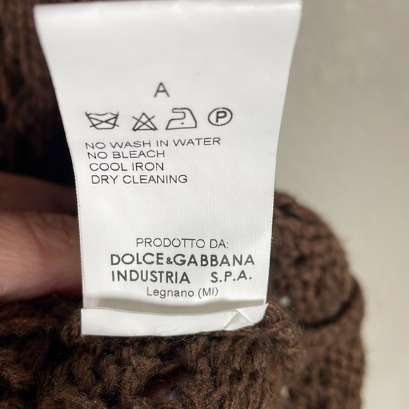 Dolce & Gabbana Chunky Open Cable Knit Vest Cardigan Brown Wool Yak - Picture 8 of 10